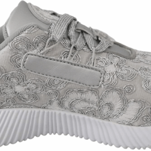 Silver Polyester Runner Joice Sneakers Shoes
